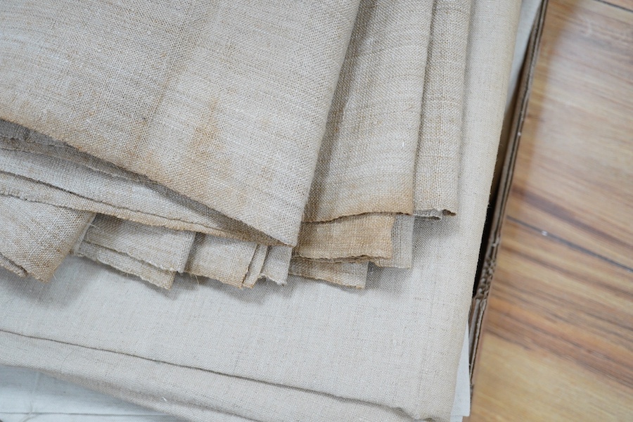 Seven various lengths of French provincial coarse woven linen. Condition - fair